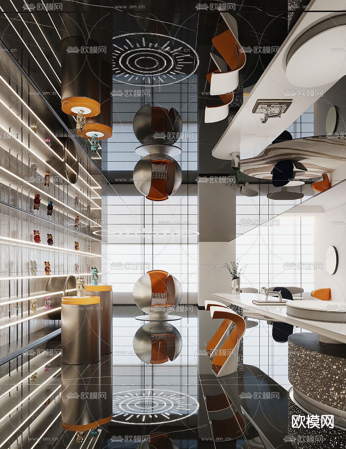 C.H.Y泽钦设计 后现代客餐厅3d模型下载