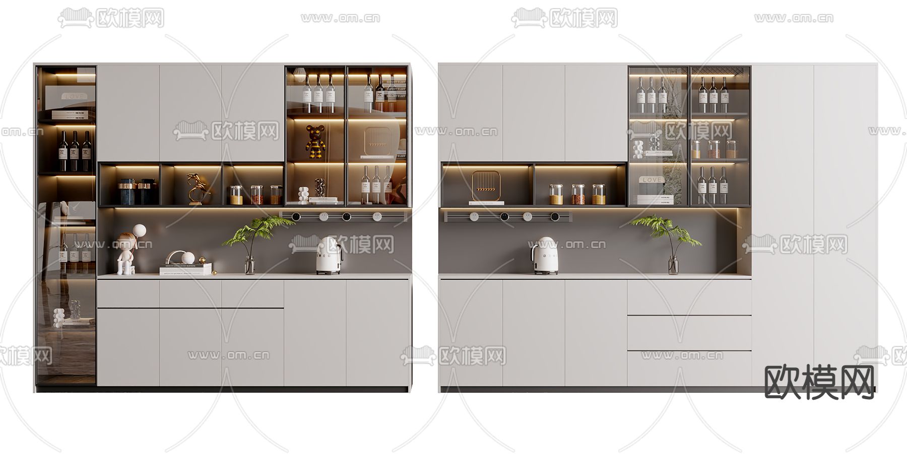 现代酒柜su模型下载（渲染图1）