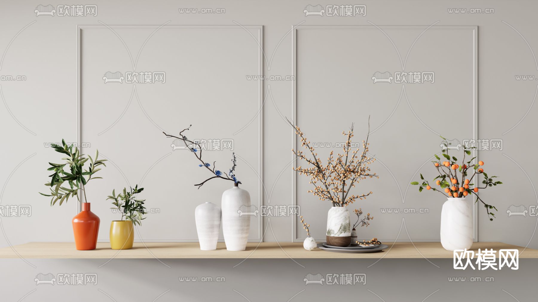 绿植插花 花瓶花艺3d模型下载