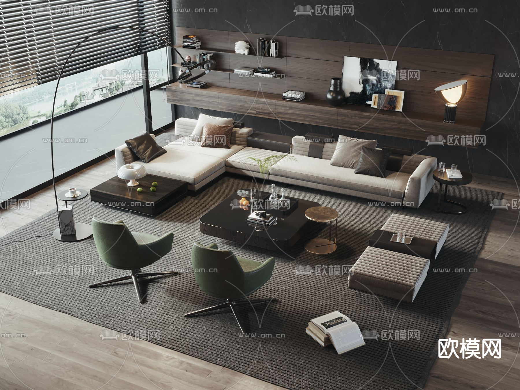 Minotti 组合沙发su模型下载（渲染图1）