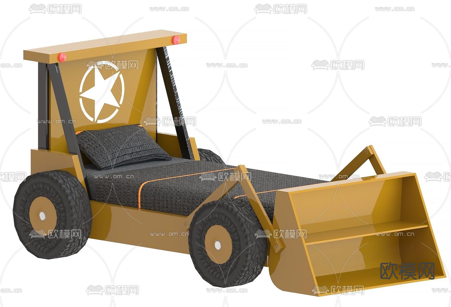 现代儿童汽车床su模型下载（渲染图1）