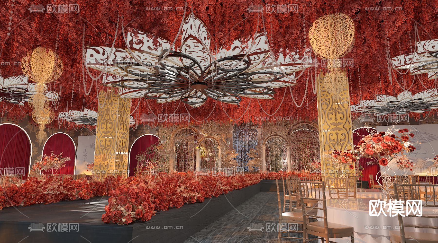 欧式古典婚庆 宴会厅3d模型下载（渲染图4）