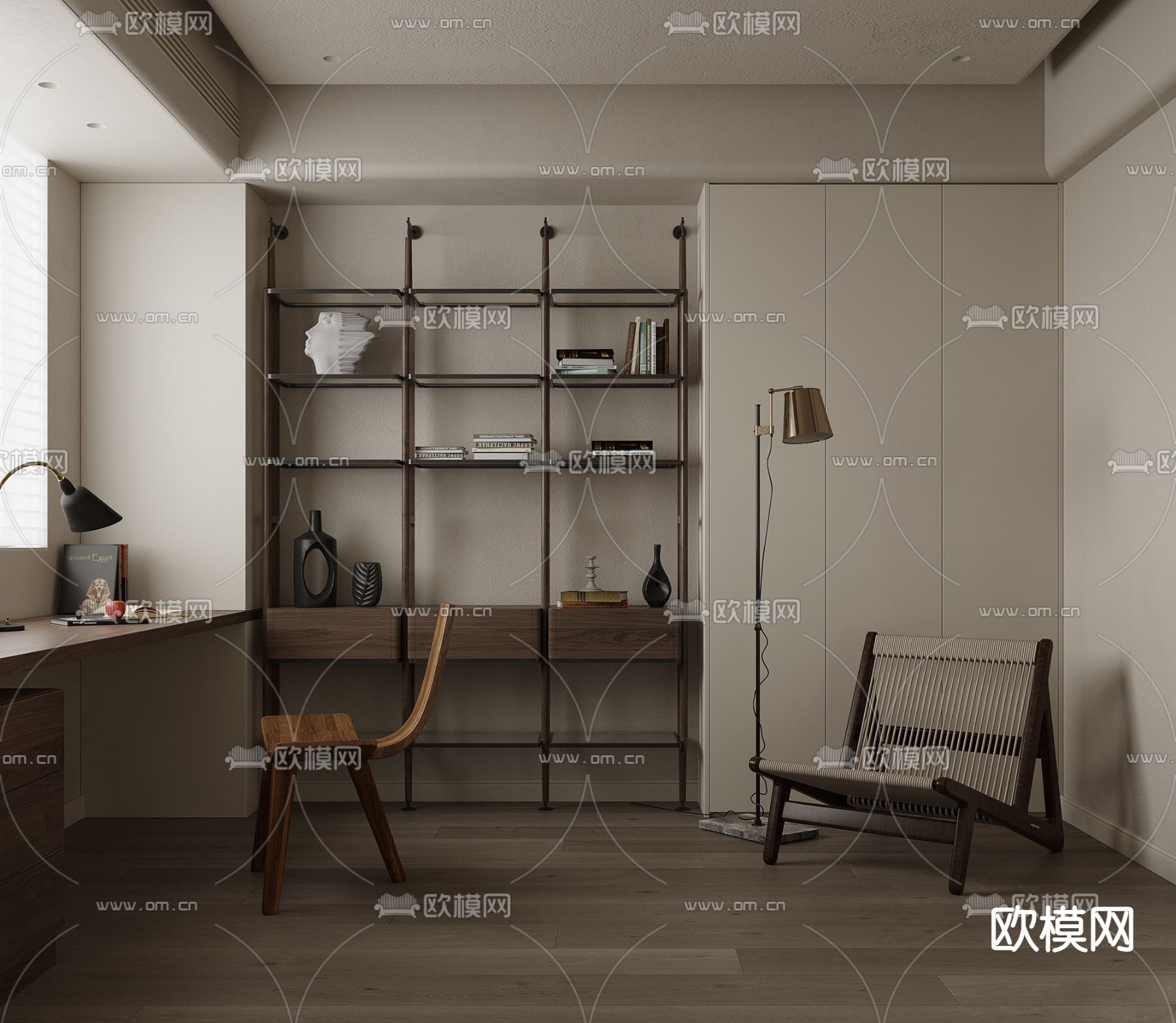 侘寂风书房su模型下载_ID12307864_sketchup模型下载-欧模网