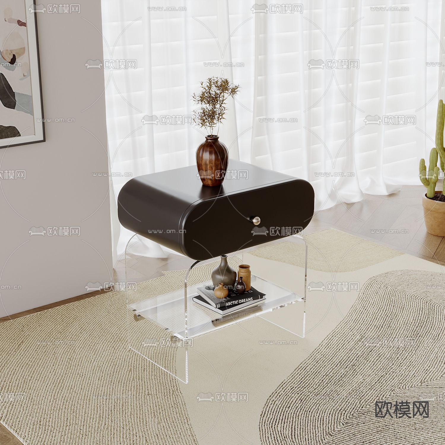 现代床头柜3d模型下载