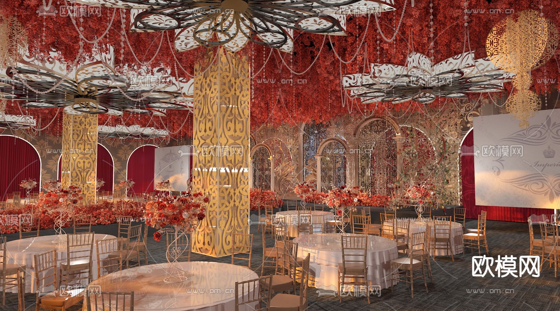 欧式古典婚庆 宴会厅3d模型下载（渲染图8）