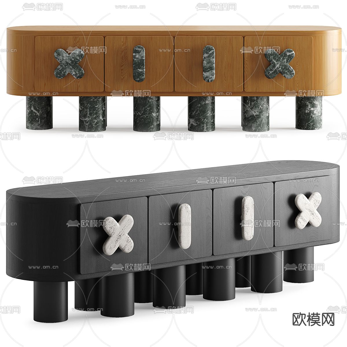 现代电视柜3d模型下载（渲染图2）