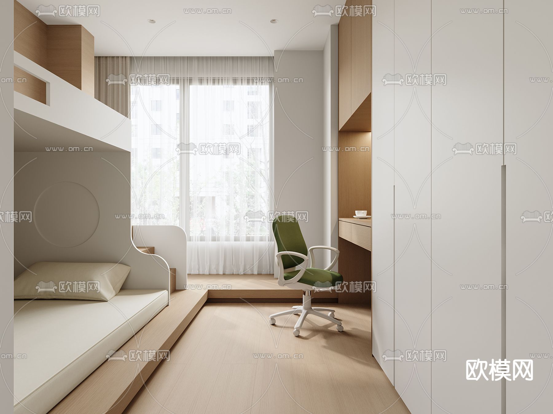 现代上下床 卧室3d模型下载