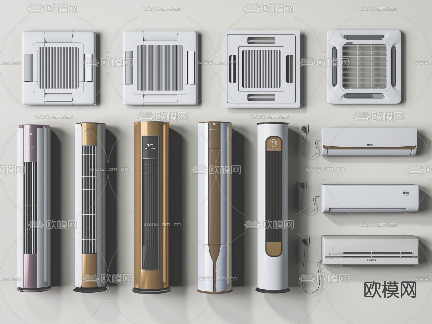 壁挂式调 立式空调 中央空调3d模型下载
