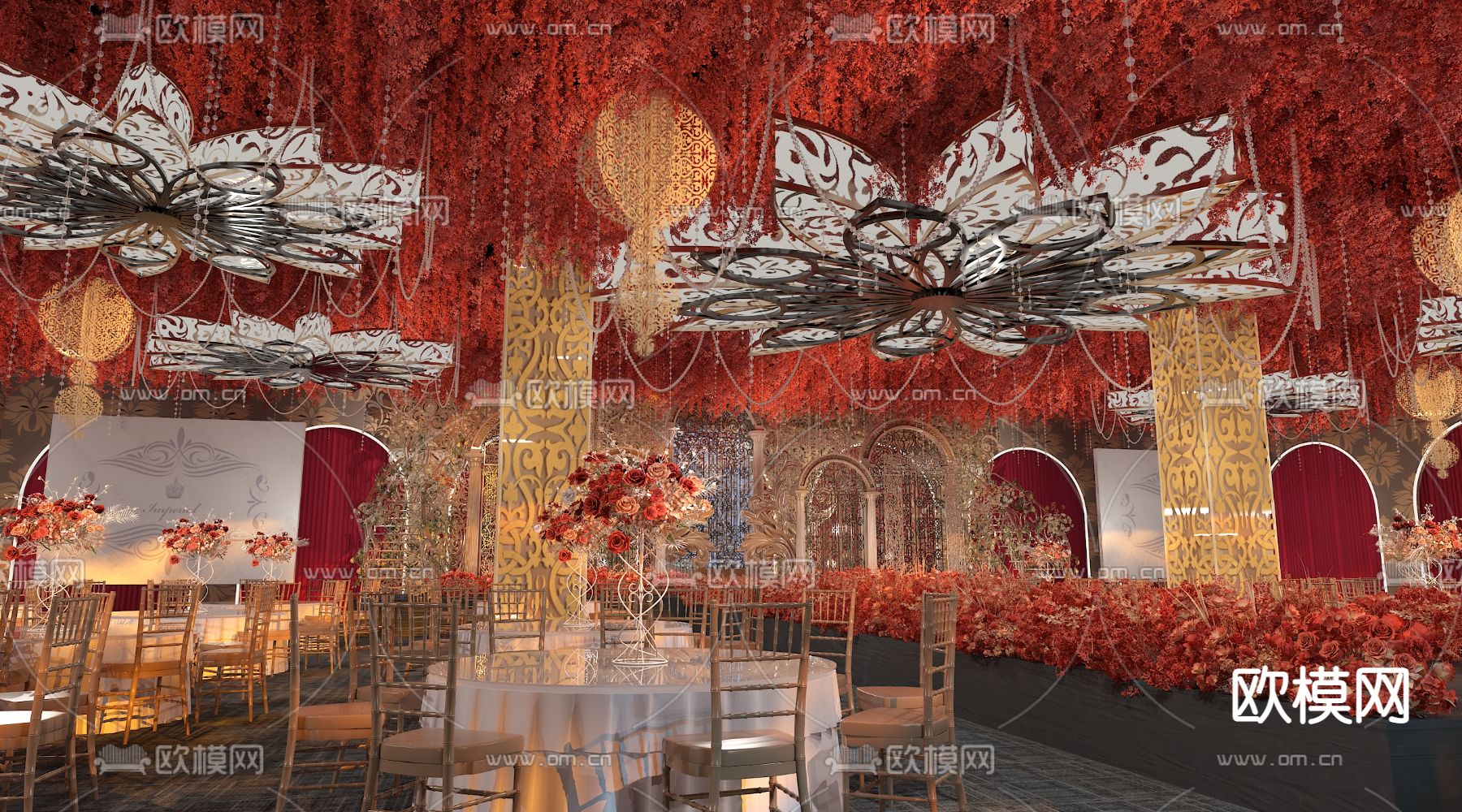 欧式古典婚庆 宴会厅3d模型下载（渲染图5）