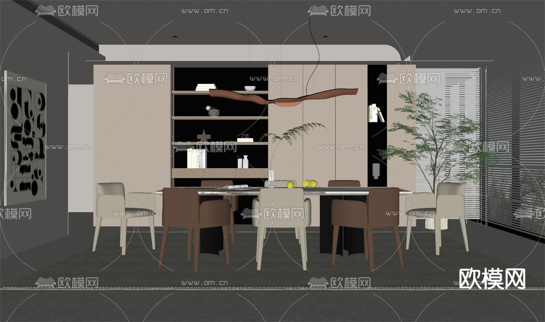 现代餐厅su模型