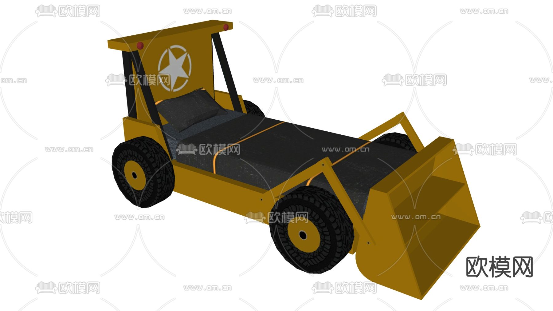 现代儿童汽车床su模型下载（渲染图2）