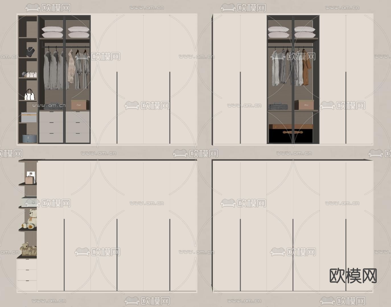 现代衣柜su模型下载（渲染图2）