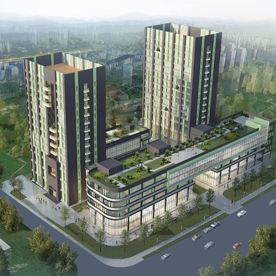 商业综合体 办公楼鸟瞰su模型