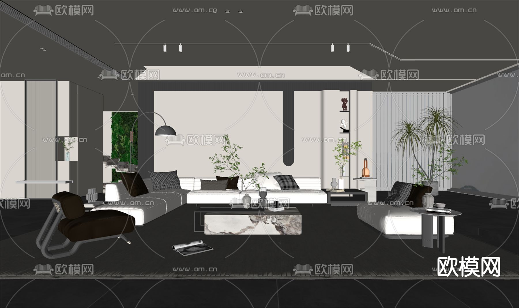 现代客厅su模型