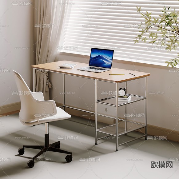 北欧书桌椅3d模型下载