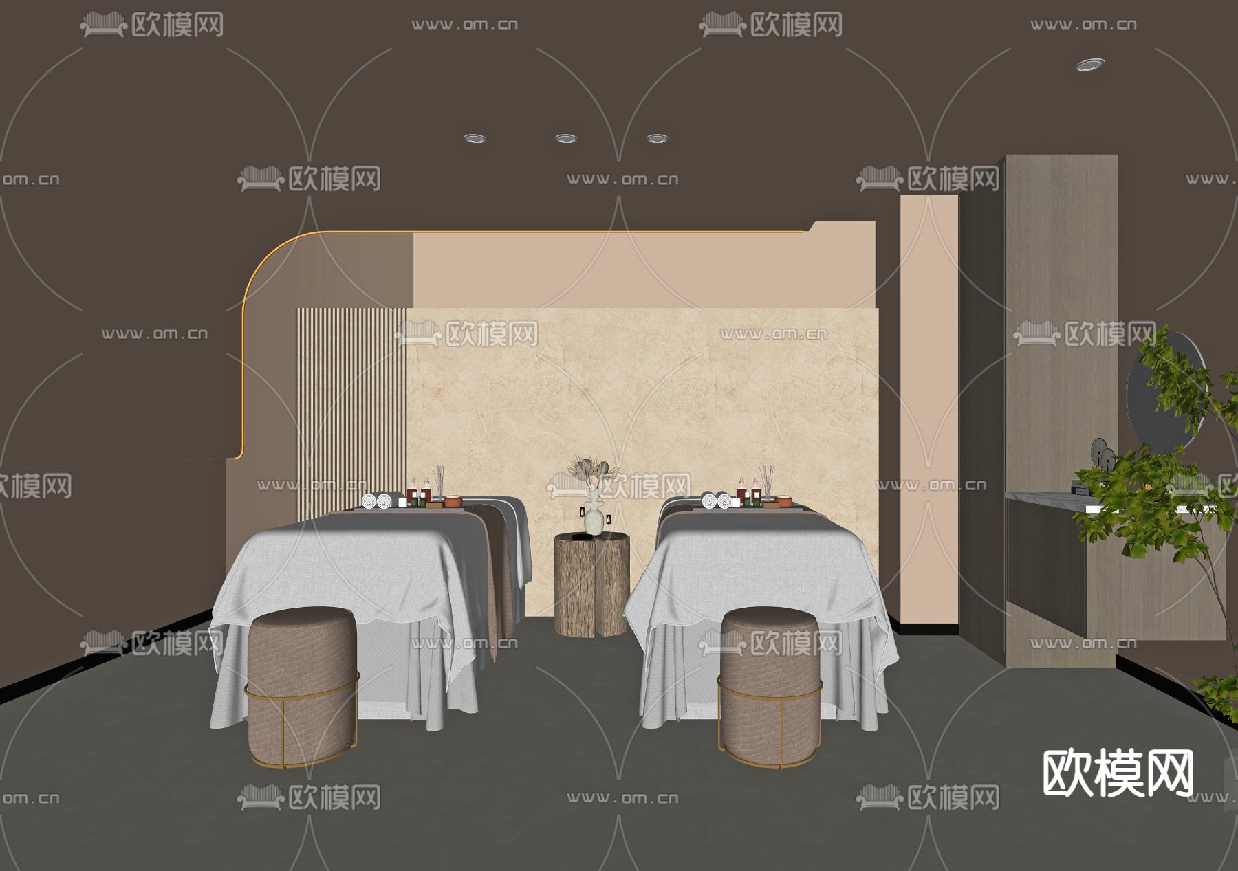 侘寂风SPA包房su模型下载（渲染图2）