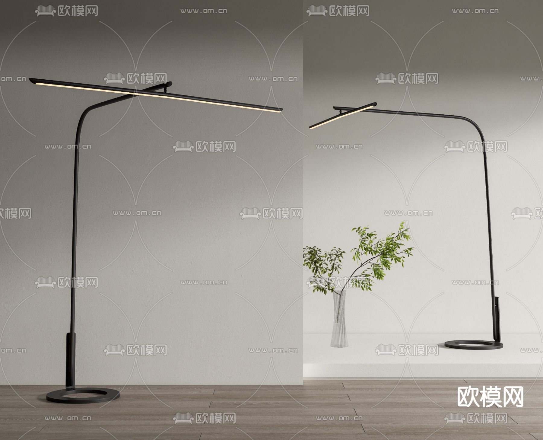 现代极简落地灯su模型下载（渲染图1）