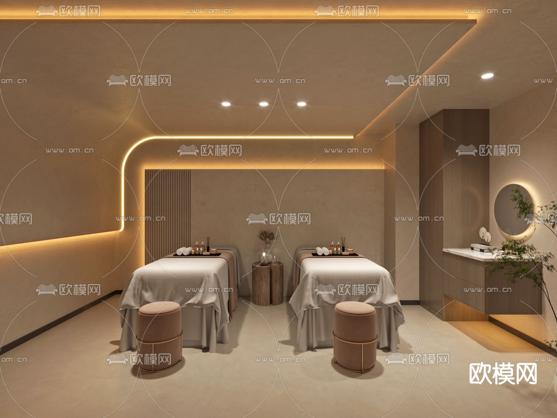 侘寂风SPA包房su模型下载（渲染图1）