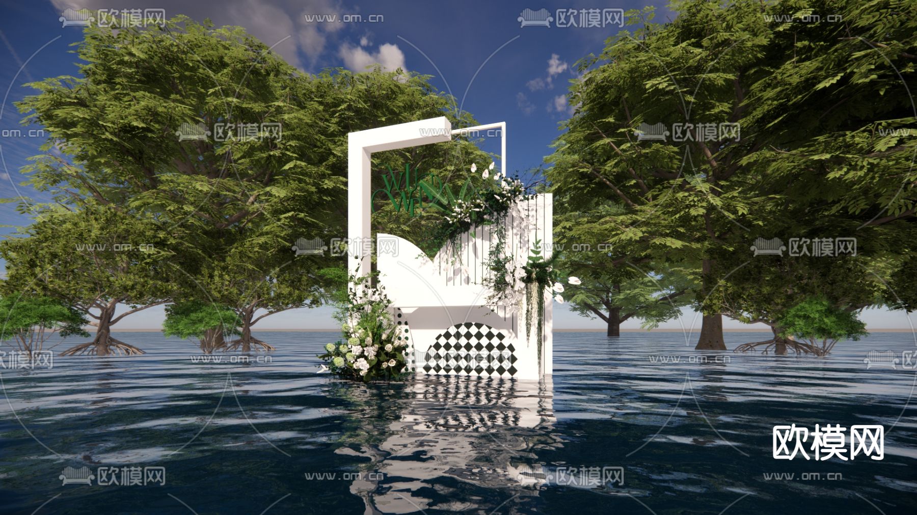 现代水景景观su模型下载_ID12308277_sketchup模型下载-欧模网