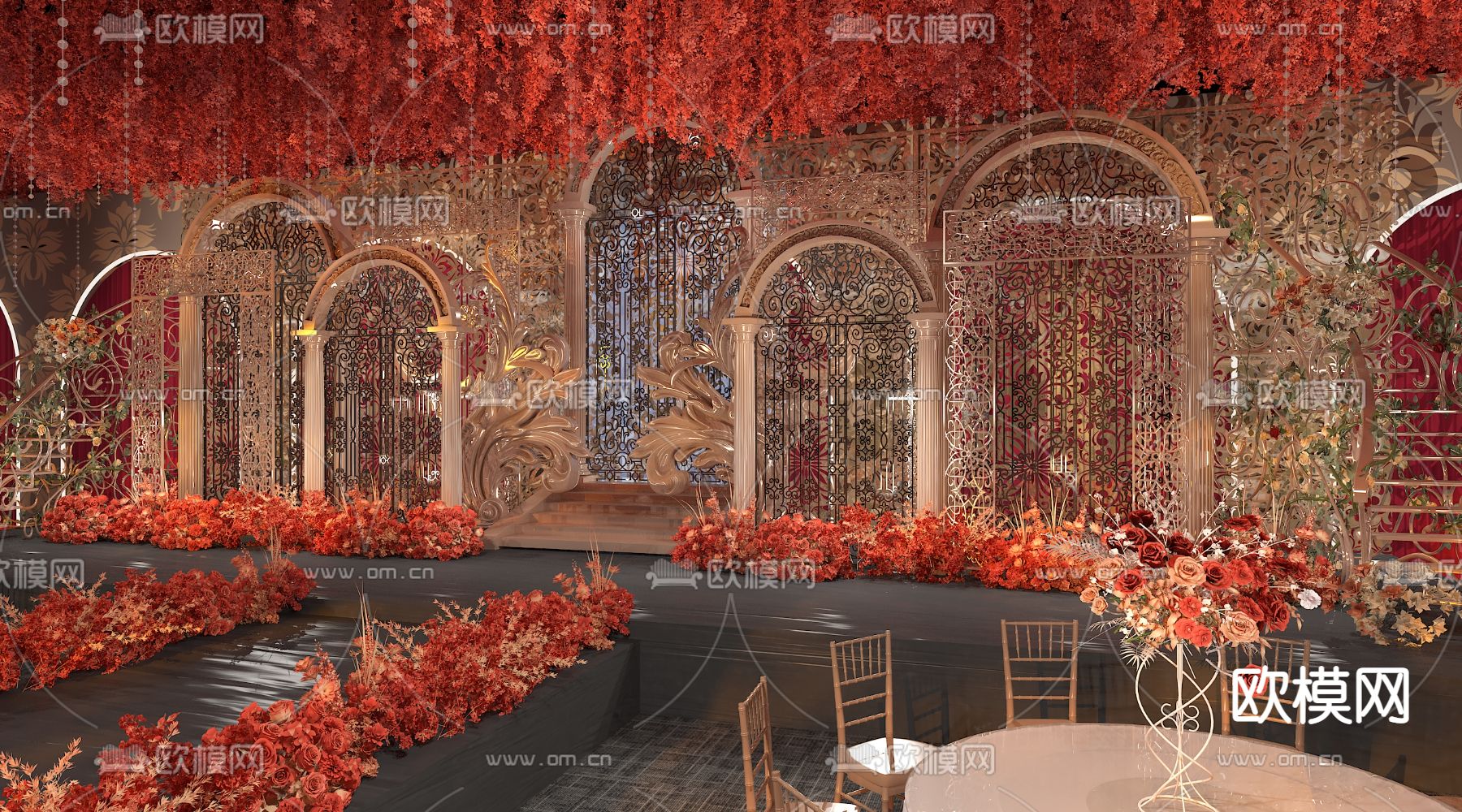 欧式古典婚庆 宴会厅3d模型下载（渲染图3）