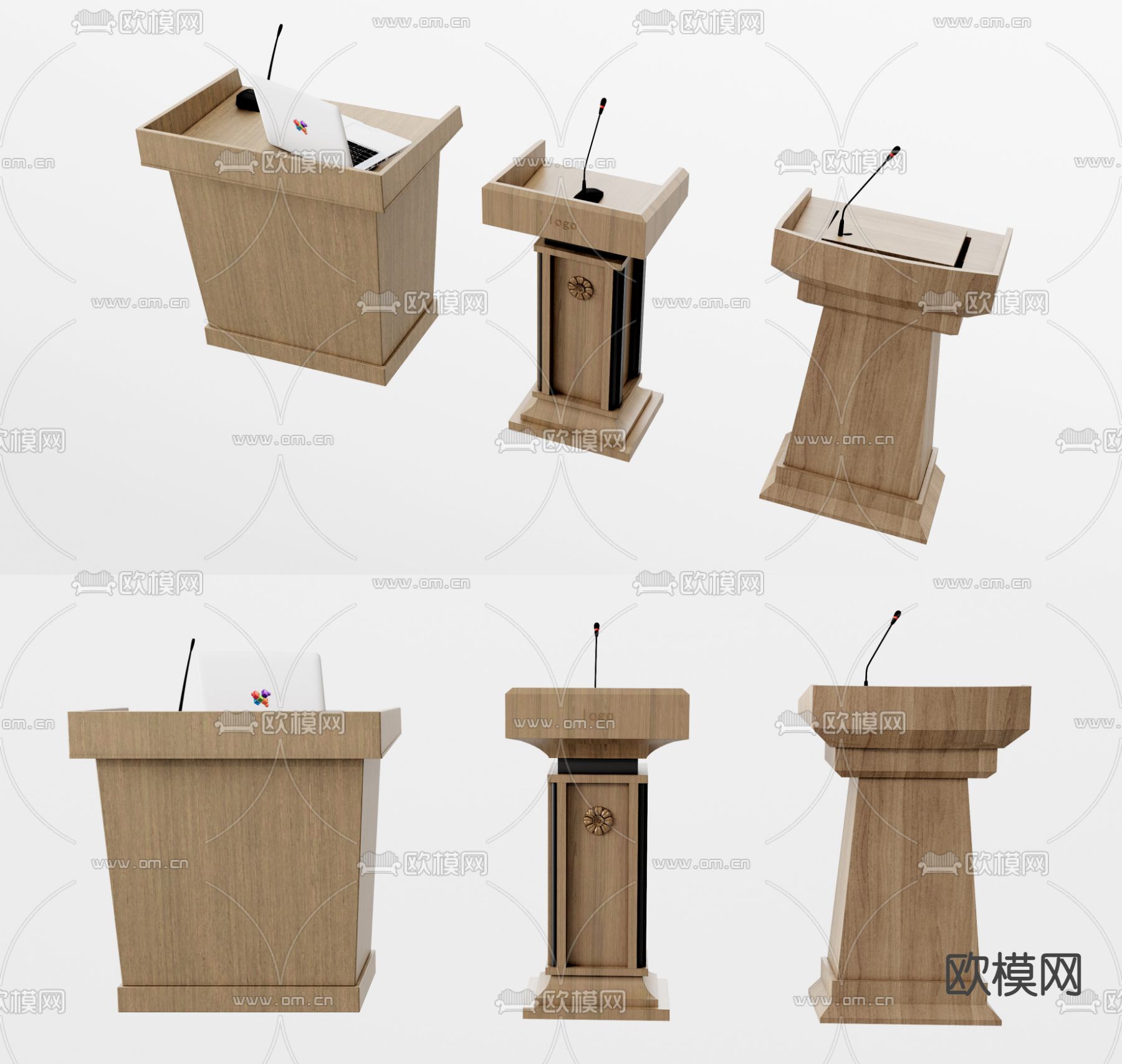 实木演讲台 讲台3d模型下载_ID12306615_3dmax免费模型-欧模网