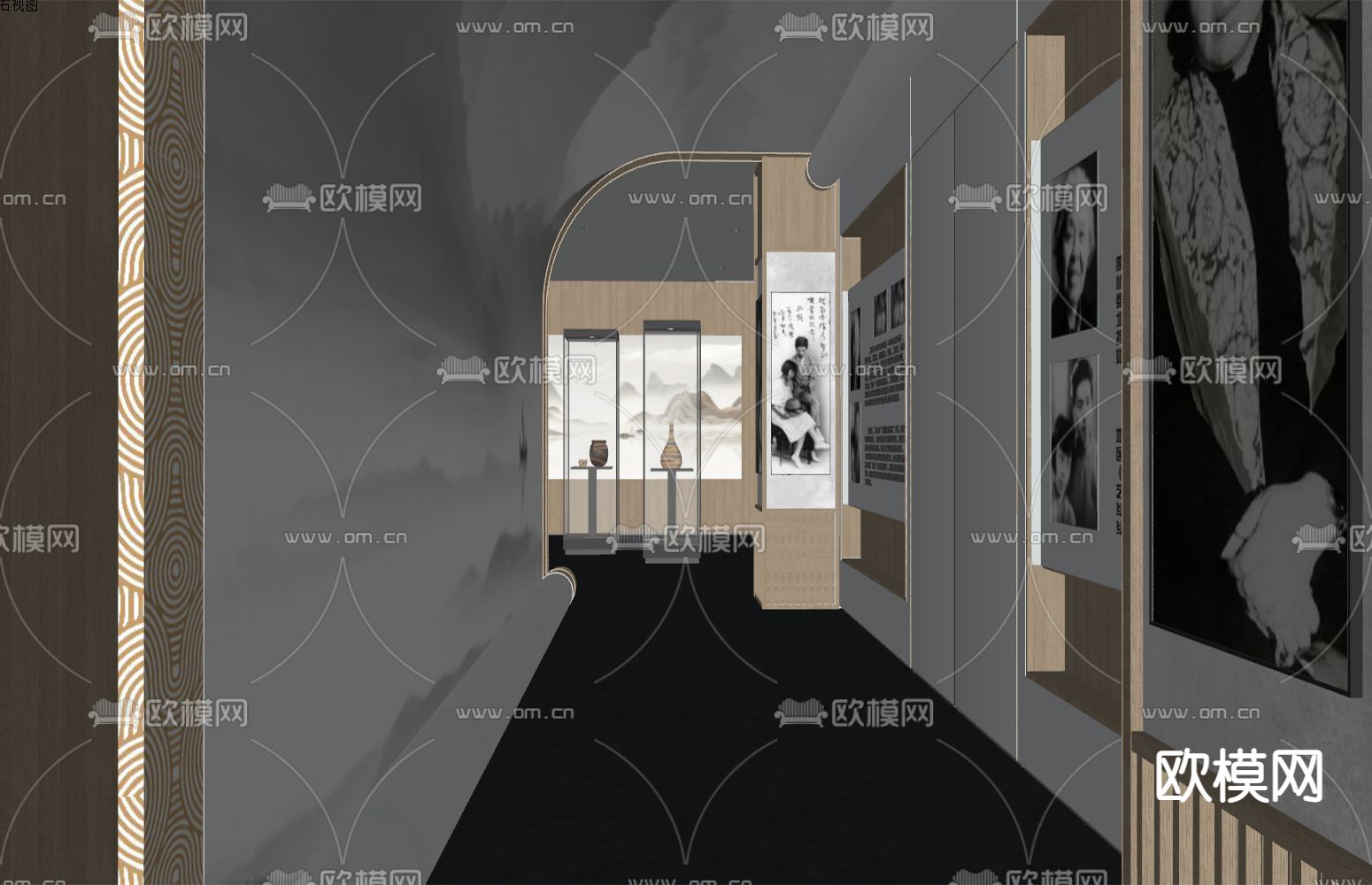 新中式文化展厅su模型下载（渲染图4）