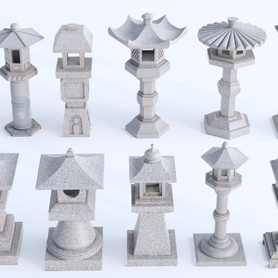  中式石灯 景观灯 石灯笼su模型 