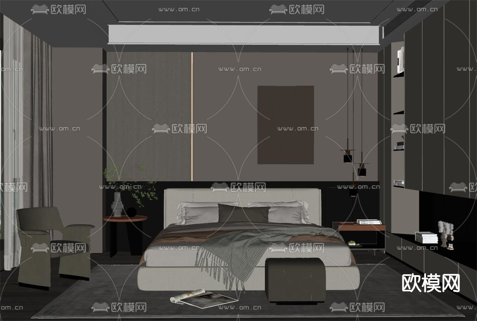 现代卧室su模型