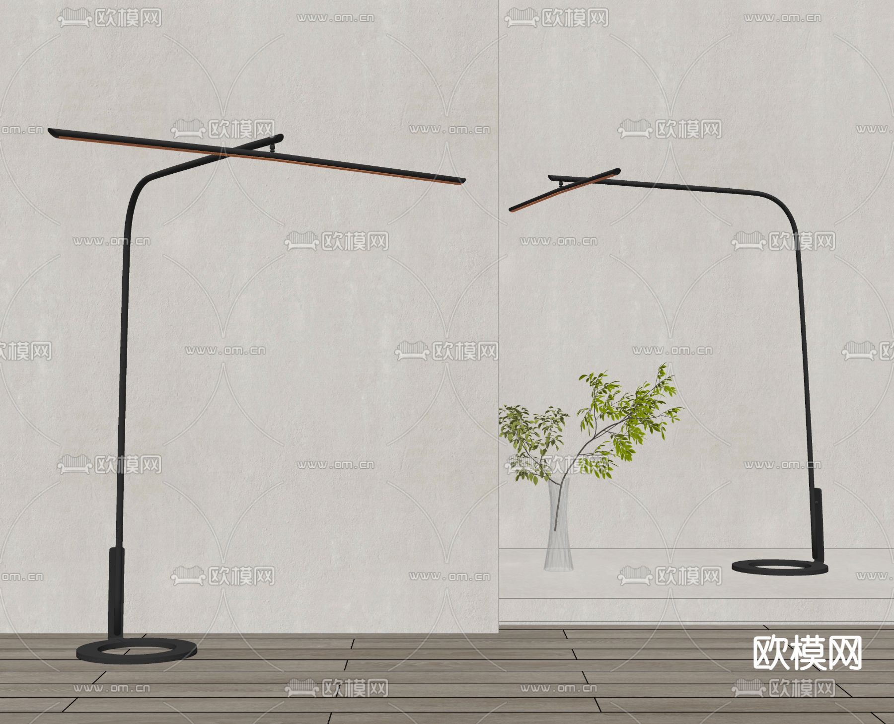 现代极简落地灯su模型下载（渲染图2）