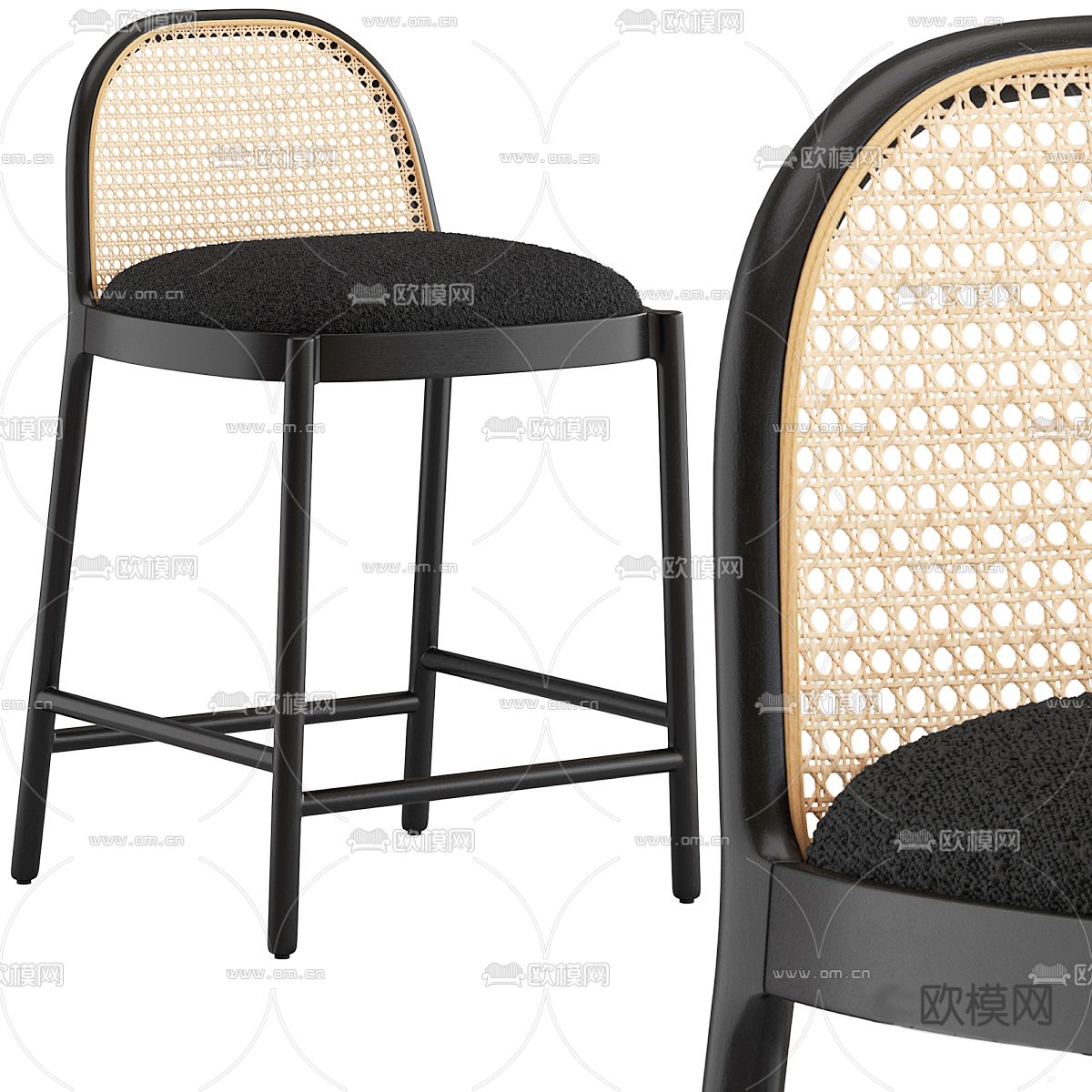 侘寂吧椅 吧凳3d模型下载（渲染图1）