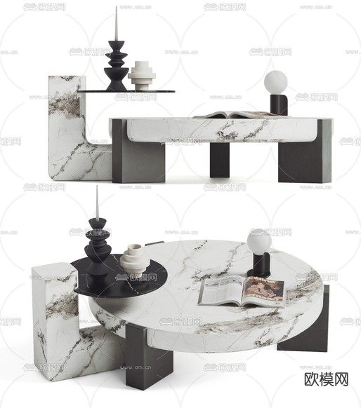 大理石子母茶几3d模型下载