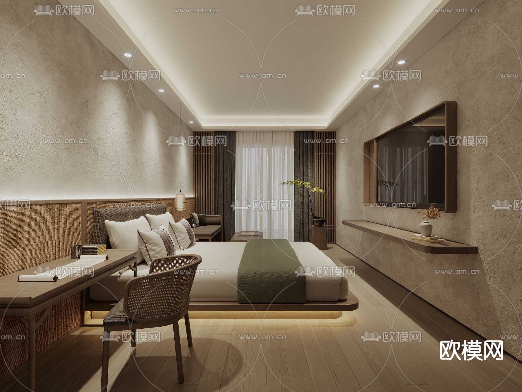 现代酒店宾馆 客房3d模型下载