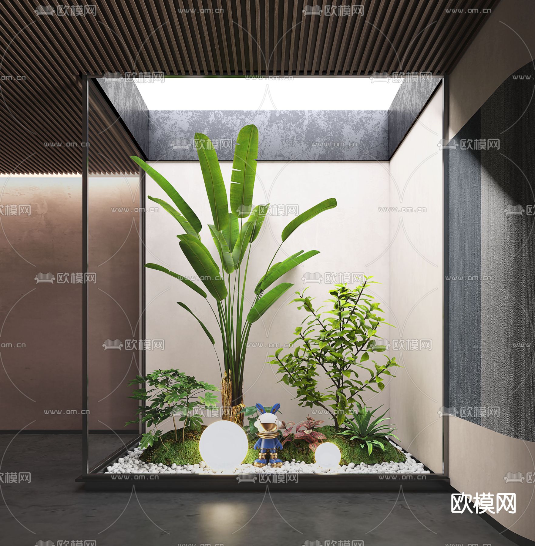 室内天井 景观小品 植物堆3d模型下载