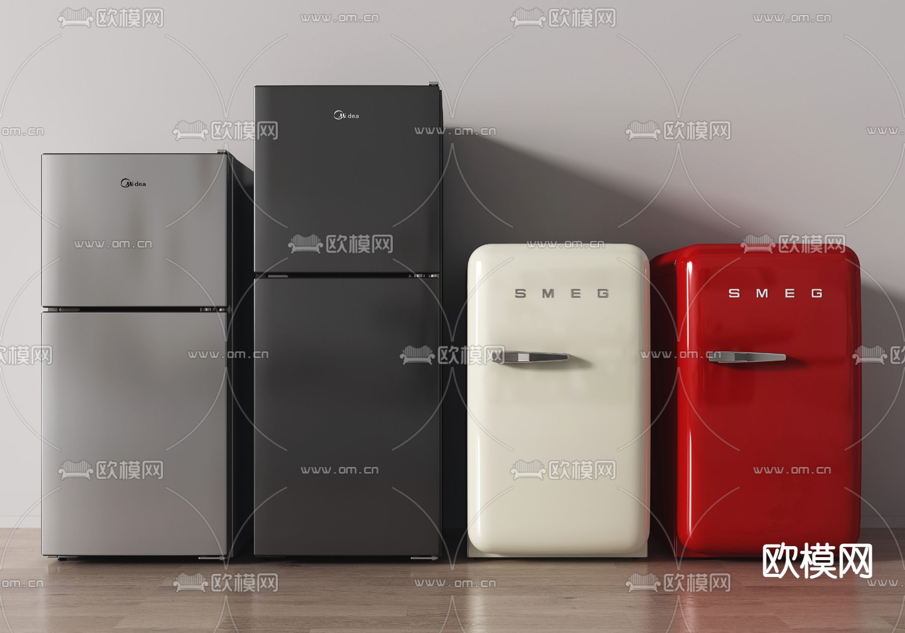 迷你冰箱 单开门冰箱su模型