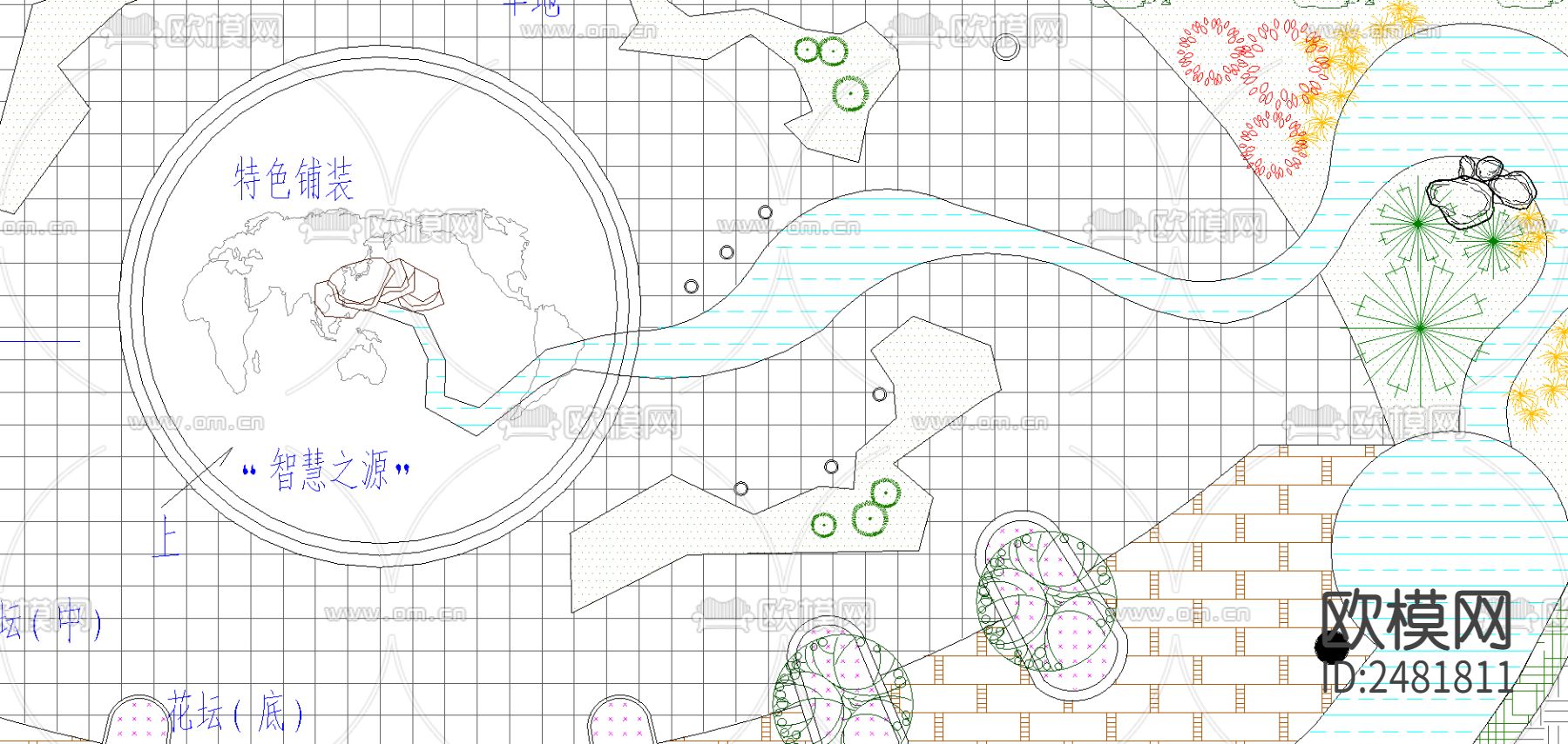 中心广场景观设计cad施工图下载（渲染图2）
