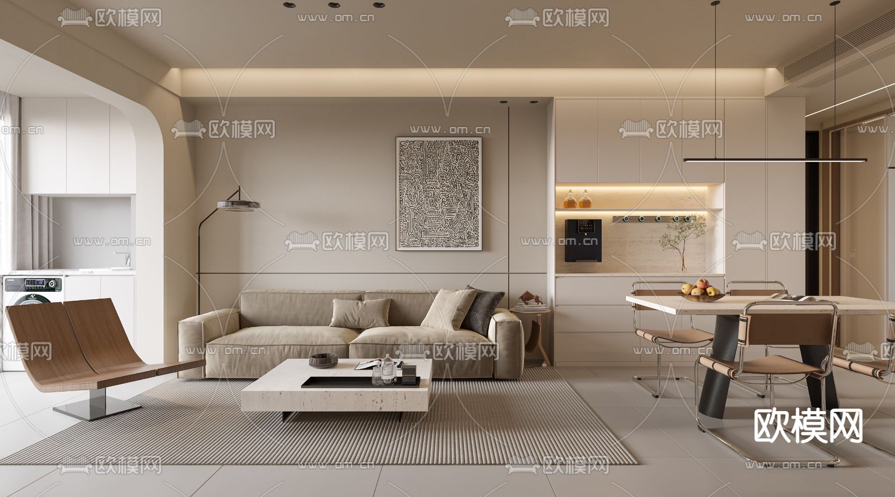 现代客餐厅3d模型