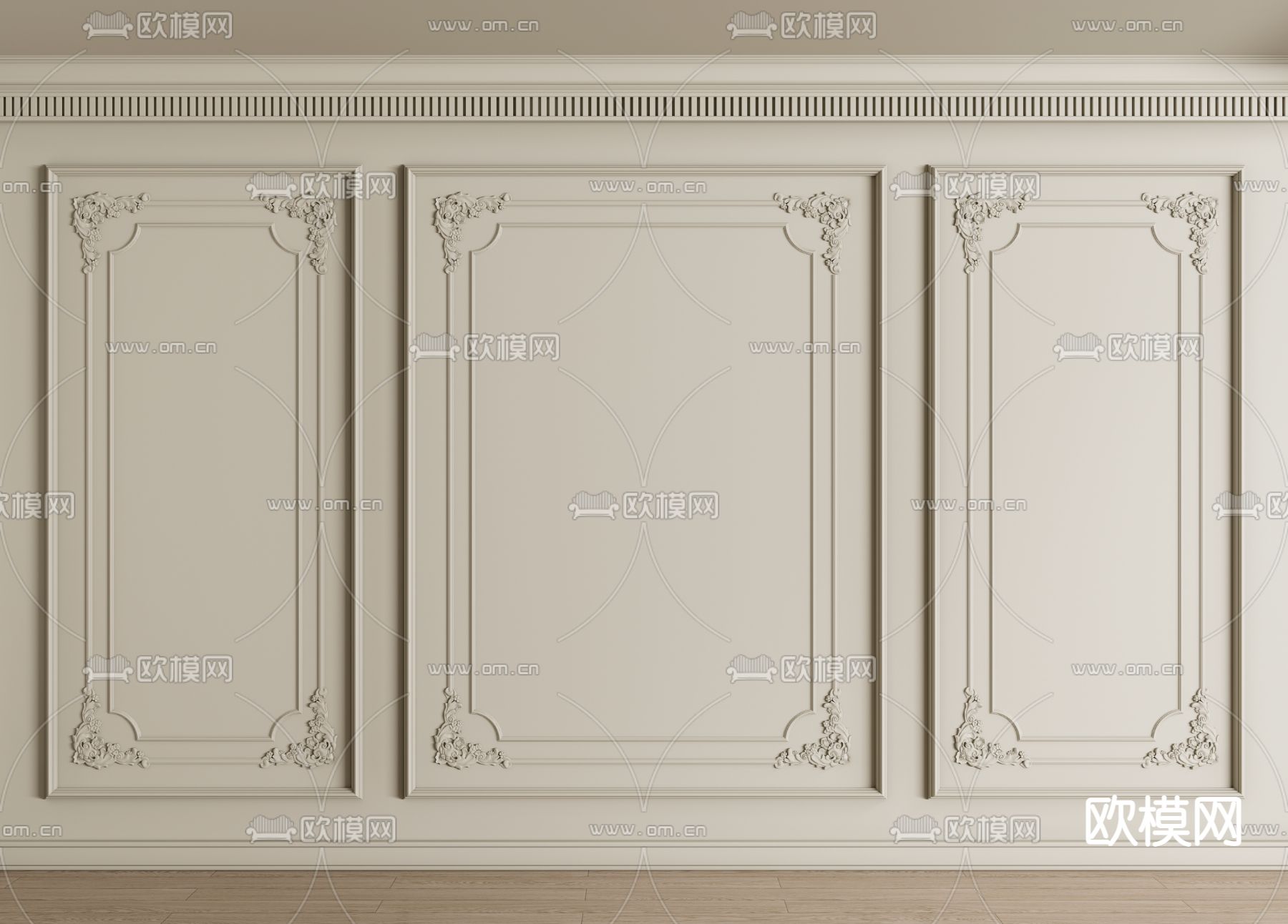 法式石膏线 雕花su模型下载（渲染图1）