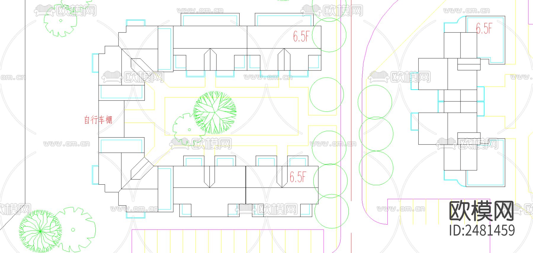 居住小区详图细规划cad施工图下载（渲染图2）