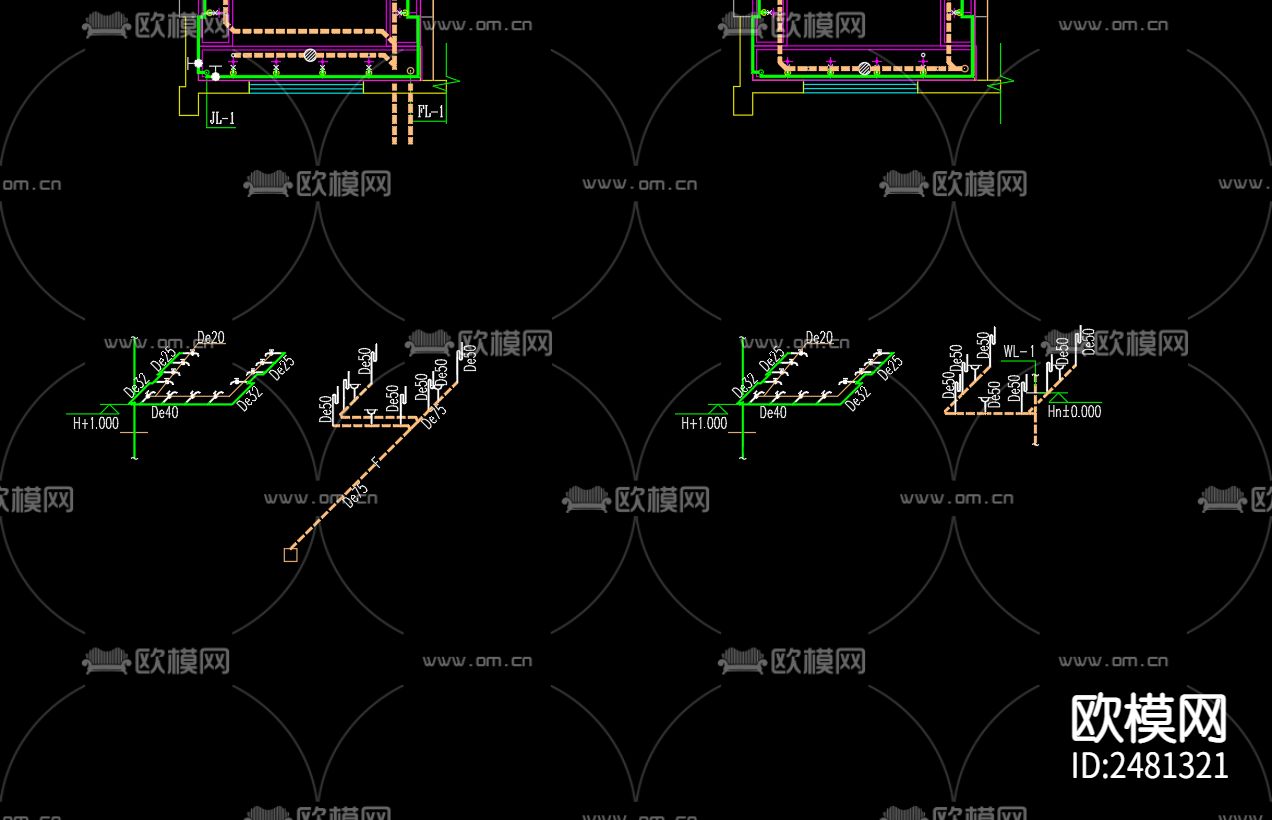 石集学校食堂改造给排水cad施工图下载（渲染图4）
