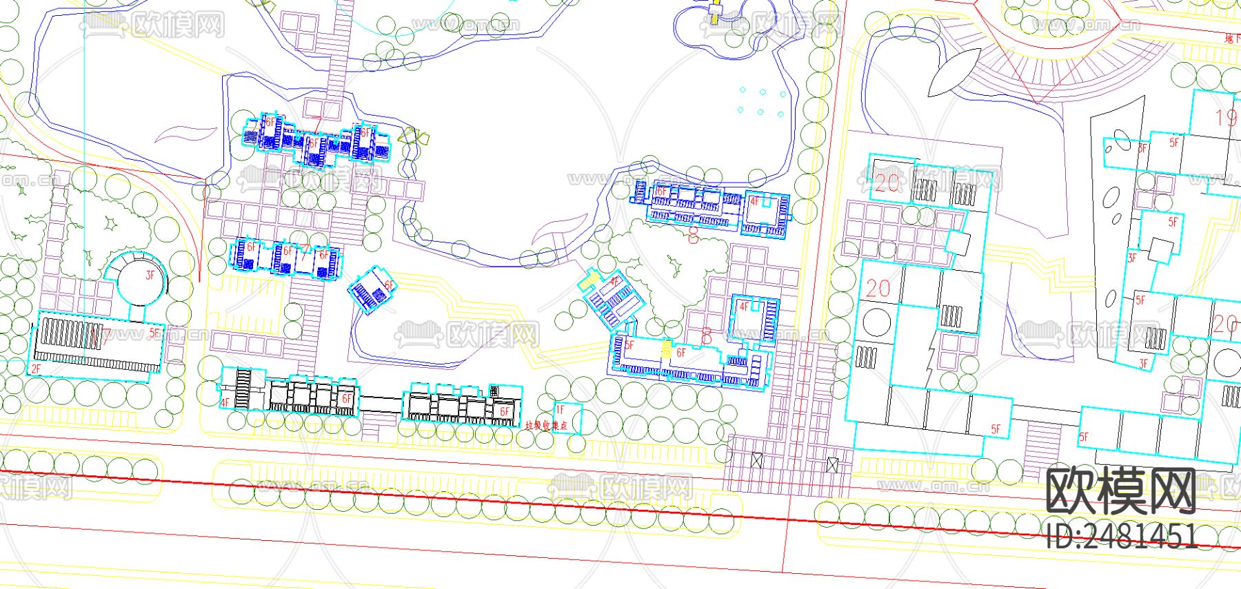 居住小区规划cad施工图下载（渲染图2）