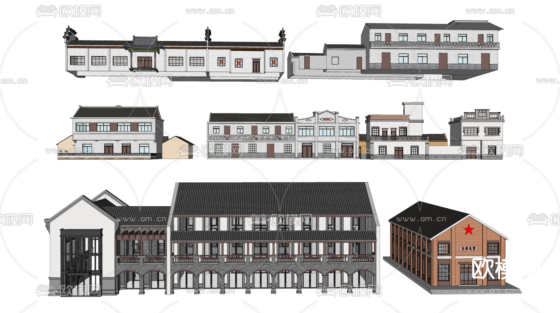民宿建筑 自建房su模型下载（渲染图2）