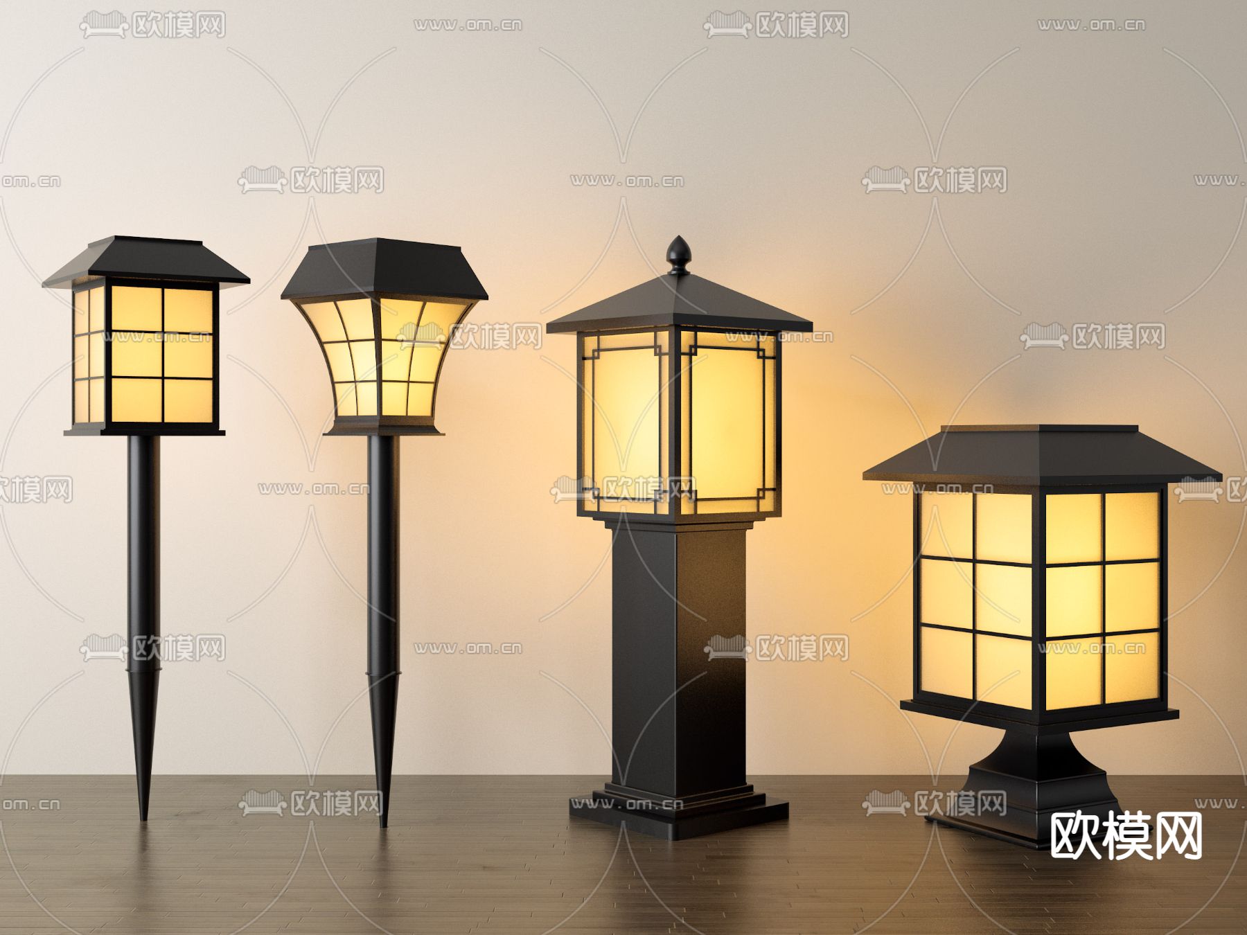 中式景观灯 庭院灯 户外草坪灯 石灯3d模型下载