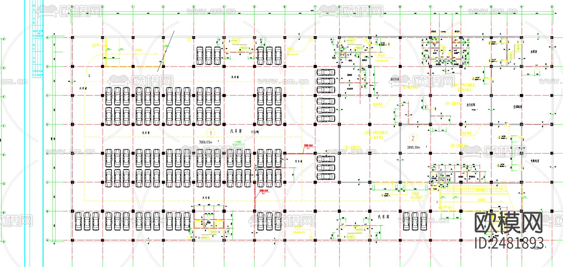 商场平面建筑cad施工图下载（渲染图2）