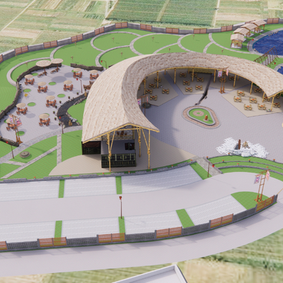  中式客栈鸟瞰su模型 