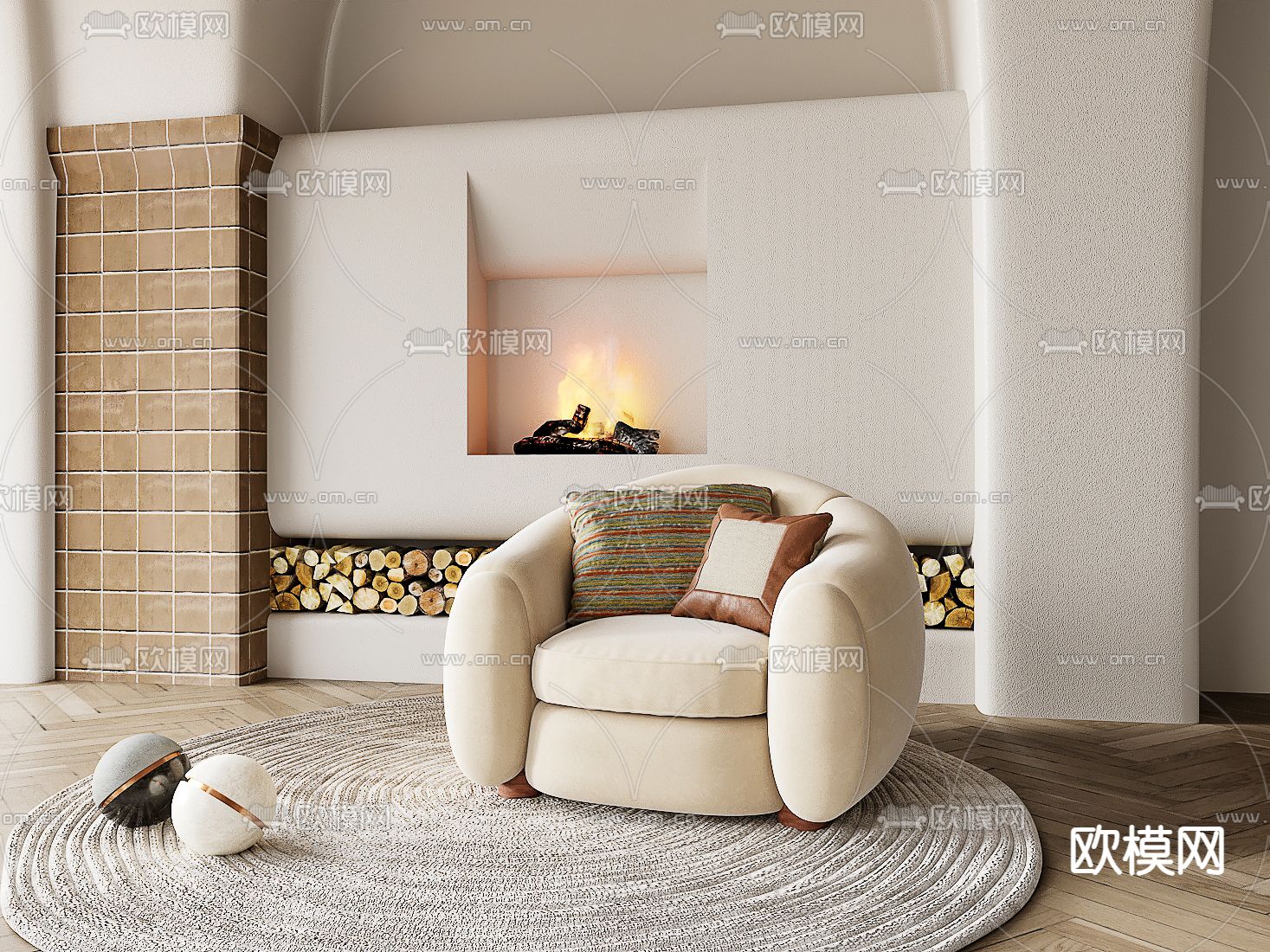 现代单人沙发3d模型下载