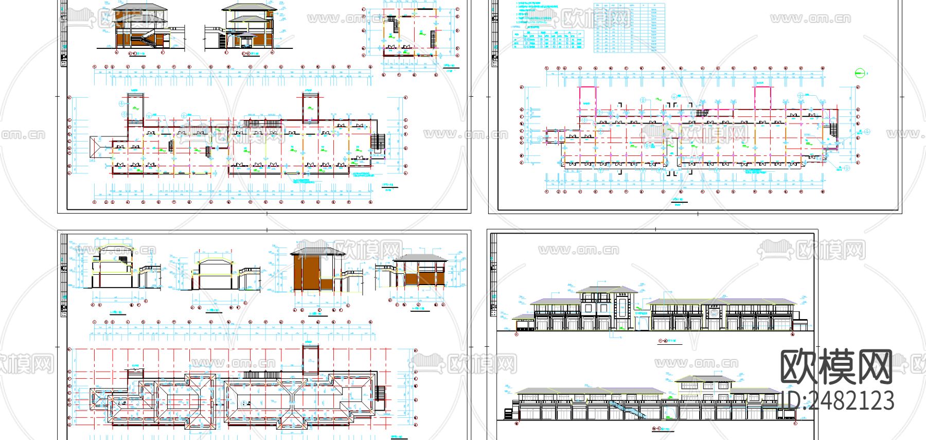 某商业街建筑cad施工图-免费3dmax模型库-欧模网
