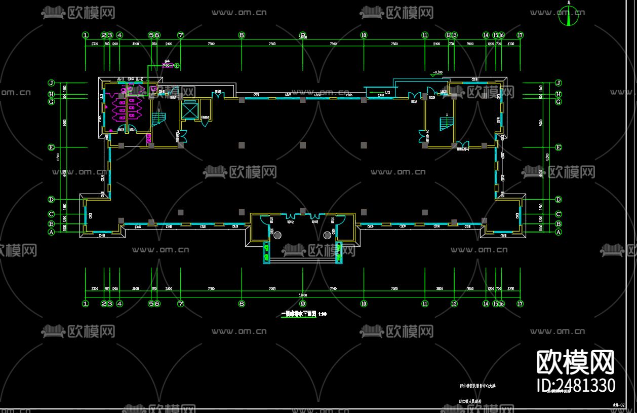 归仁镇便民服务中心大楼给水cad施工图下载（渲染图3）