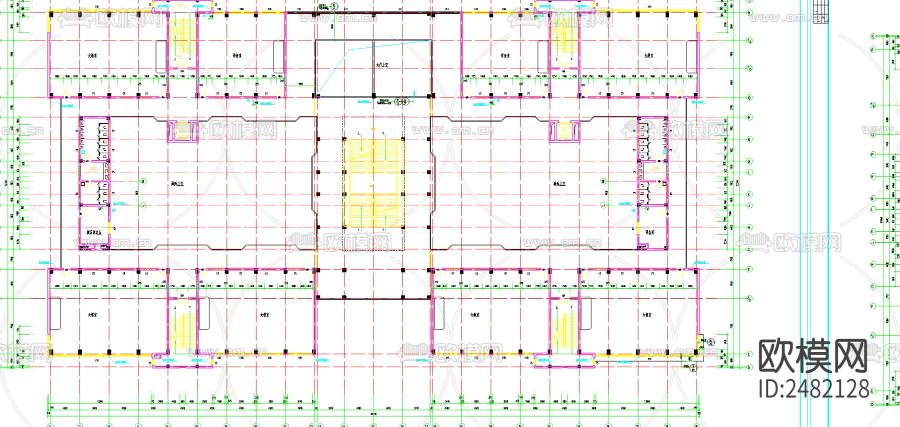 某教学楼全套cad施工图下载（渲染图1）