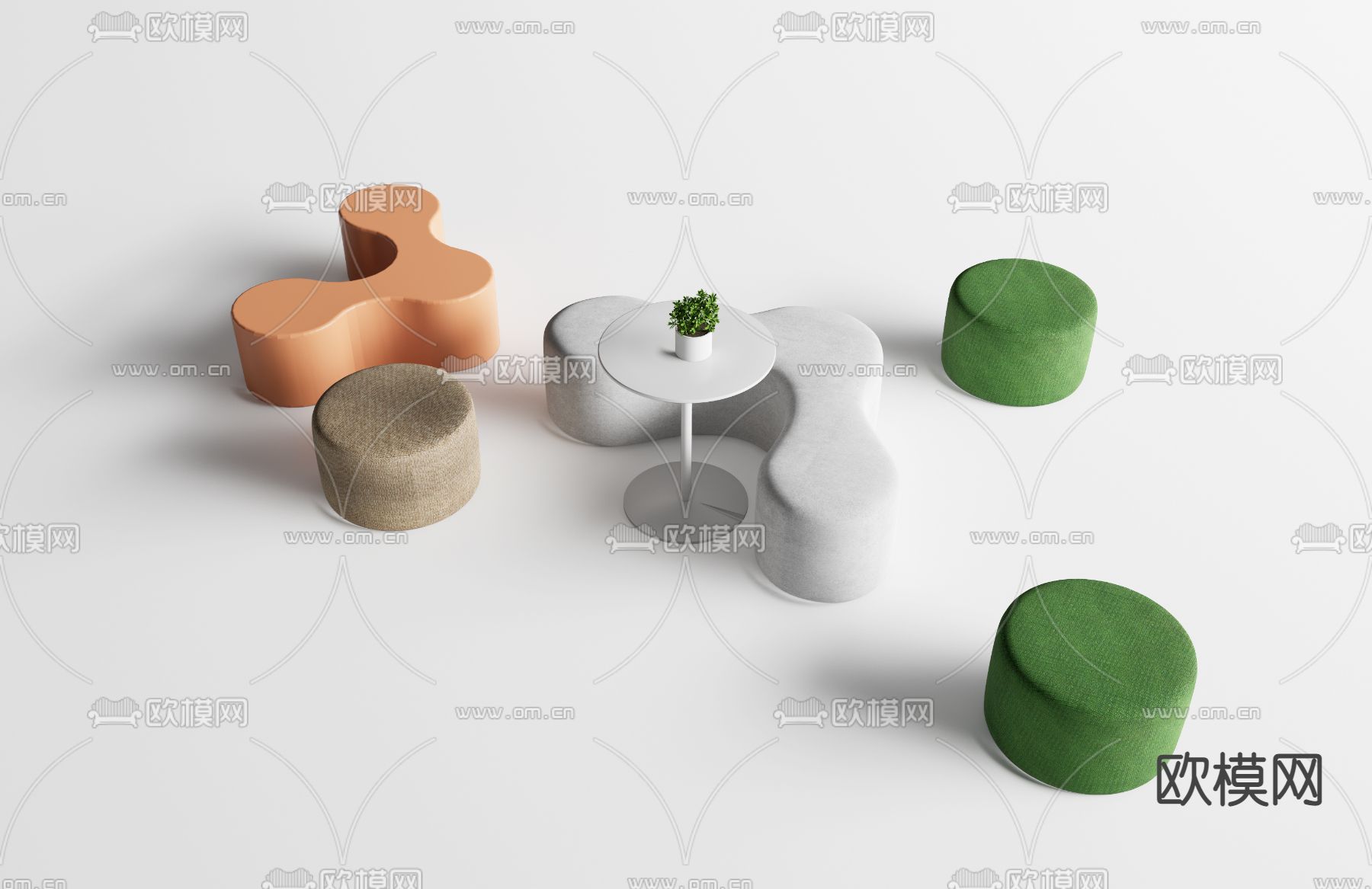 休闲沙发凳 圆凳 凳子d模型下载