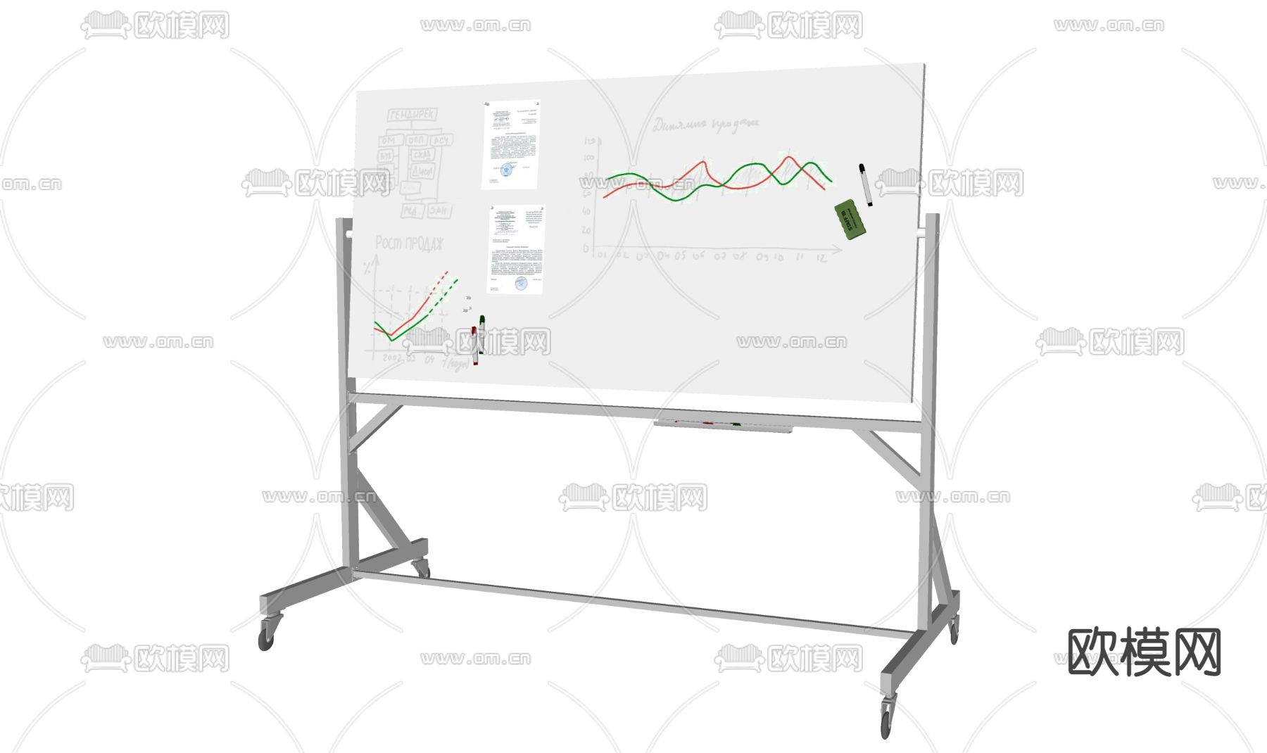 现代移动白板su模型下载（渲染图2）